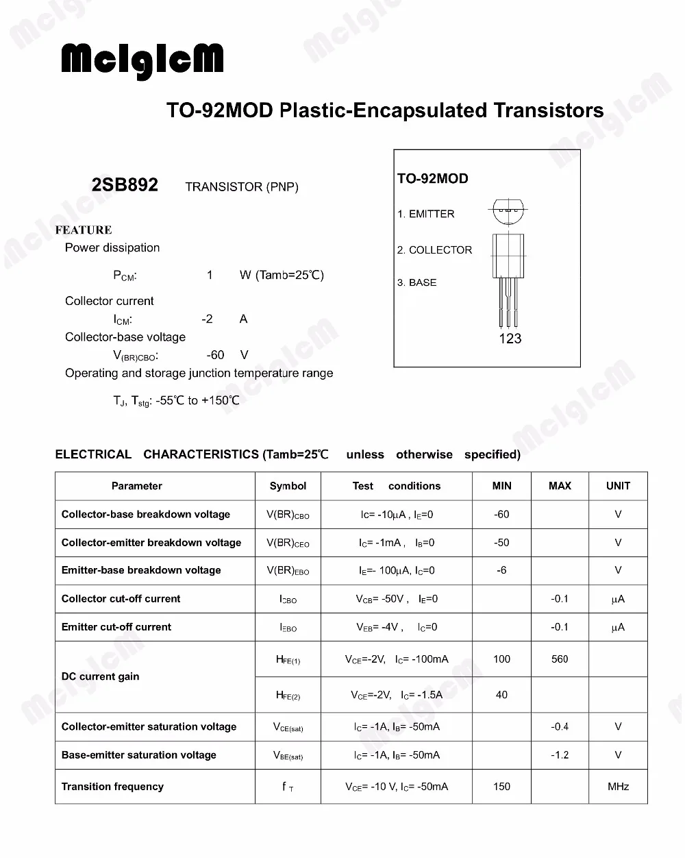 Приложения для коммутации большого тока B892 2SB892