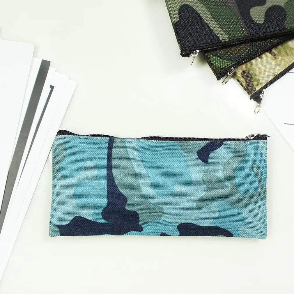 

Simple Camouflage Pencil Case Small Fresh Large Capacity Pen Box Student Student Stationery Bag Pencil Bag Orange