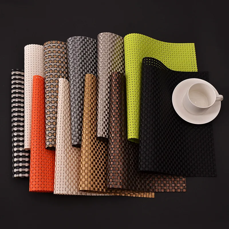 Hot Sale 45*30cm PVC Braided Table Placemats Europe Coffee Cup Pads Kitchen Restaurant Dinner Plate Bowl Spoon Insulation Mats