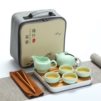 Китайский керамический из чаочжоу чайный сервиз чайник поднос для хранения чайник Си Ши чашка чайный набор кунг-фу простая портативная дорожная Сумка офисная Питьевая чашка - Цвет: 1pcs