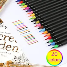 KUQOW 20 цветов Набор акварельных красок ручка для рисования экологическое искусство Акварельная Мягкая головка Кисть ручка маркер тонировка водопроводная щетка