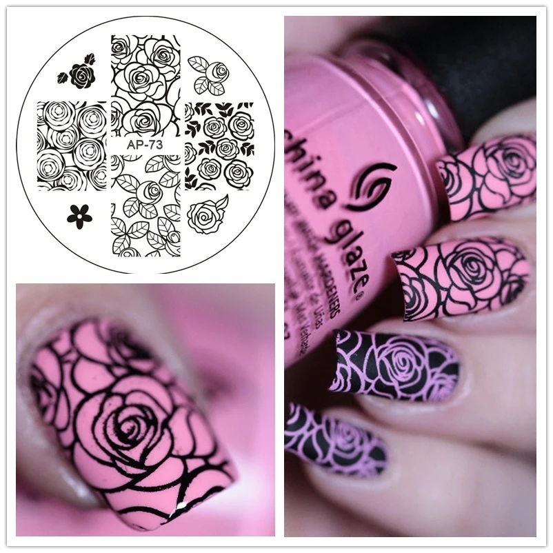 Rose Flower font b Nail b font font b Art b font Stamping Template Image Plate