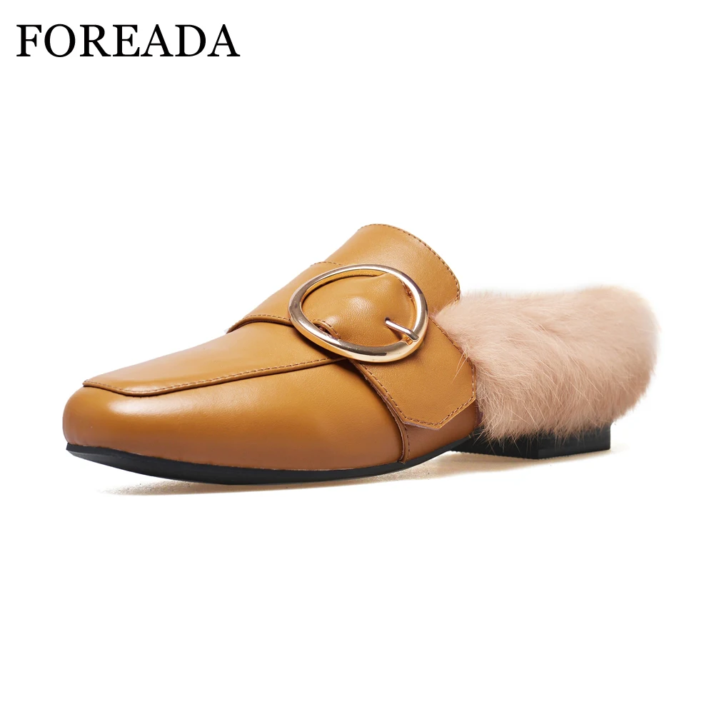 buckle flat mules