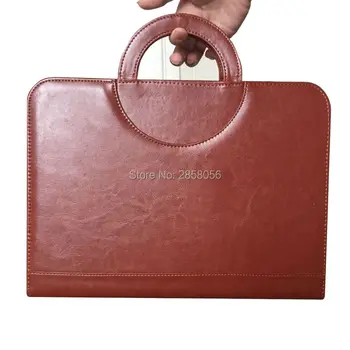 

Business zipper PU leather portfolio A4 documents folder cases manager bag Tablet PC mobile padfolio binder