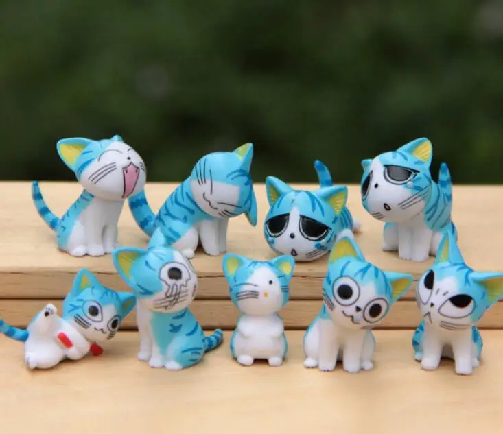 Mini Creative Various Shaped Anime 9pcs//set Cheese Cat Action Figure Kids Toys