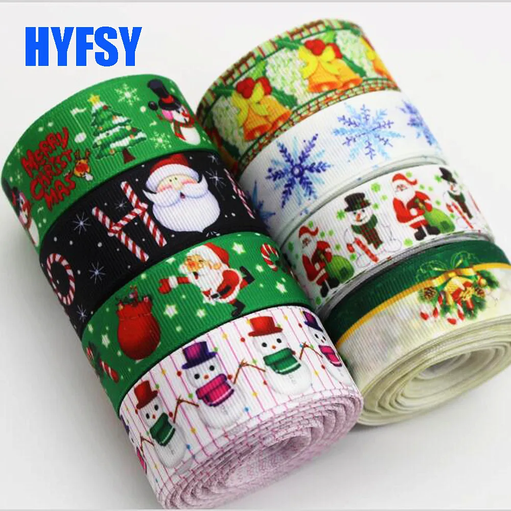Hyfsy 10026 22 25 мм зеленая Рождественская лента 10 ярдов самодельные банты для волос ручной работы с подарочной упаковкой Новогоднее украшение корсажная лента