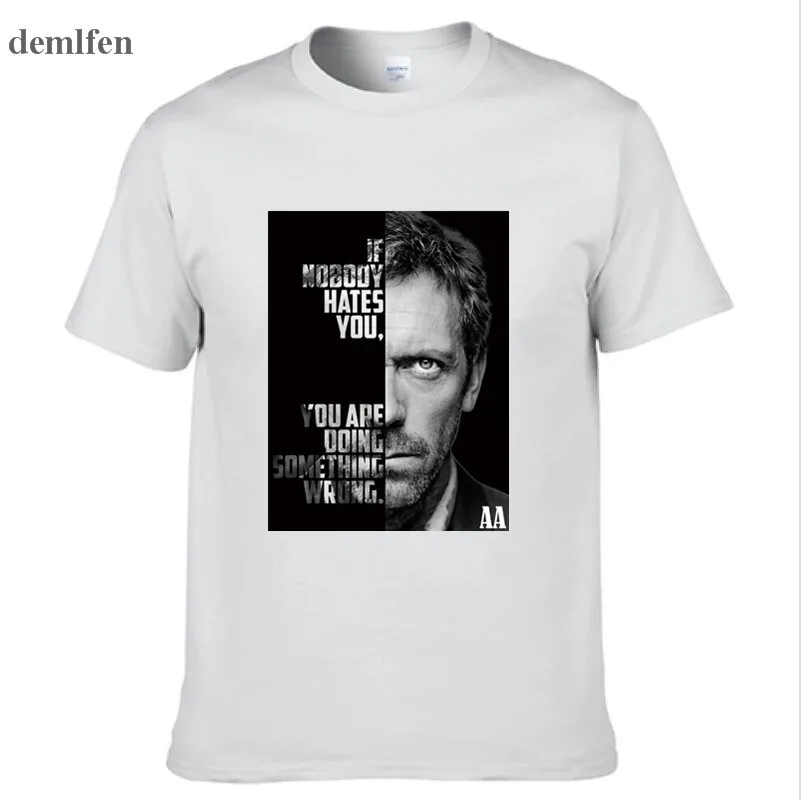 Мужская хлопковая футболка Dr House черная или белая с надписью серийный ТВ сериал If