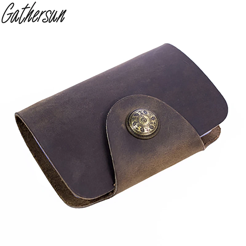 

Gathersun Brand Handmade Genuine cowhide Vintage Set Card Bank Credit Card Crazy Horse Leather Protective sleeve ID card holder