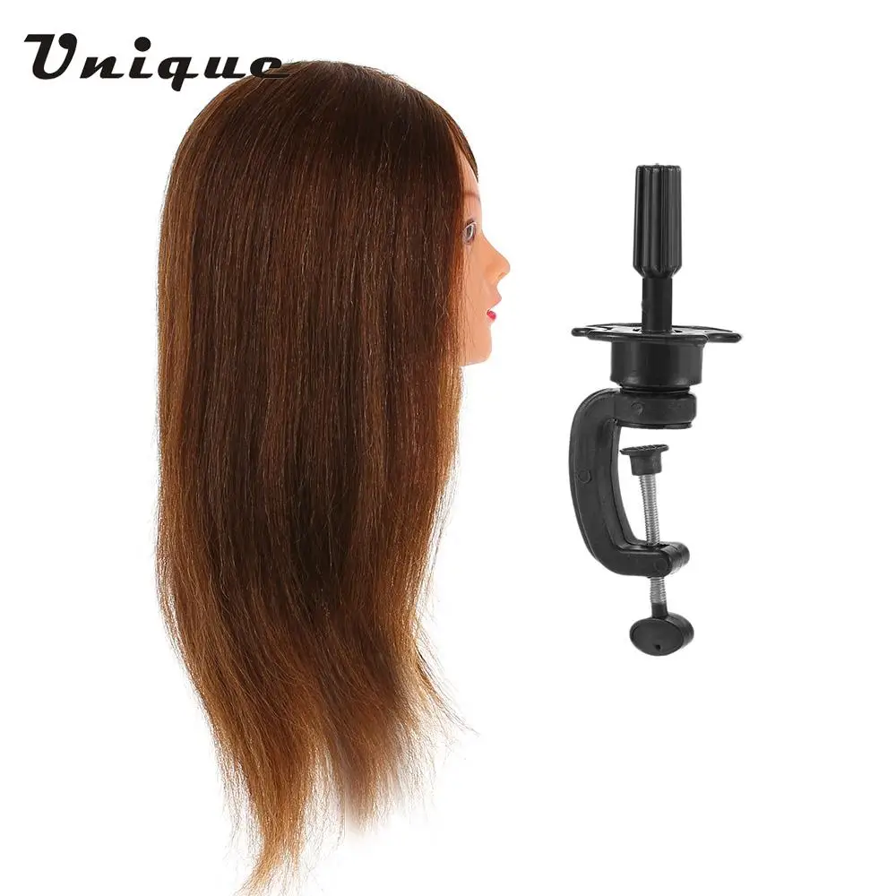 

Pro 24" 100% Real Human Hair Hairdressing Training Head Salon Dummy Head + Clamp Practice Head Hairdressing Practice Tool