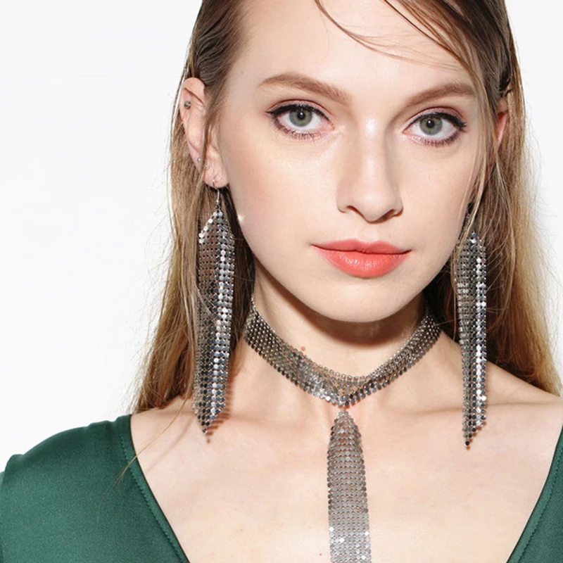 New Fashion Charm Sequin Drop Earrings Sexy Women Tassel Two-tone Sequins Wrap Ethnic Vintage Earring Female Jewelry Bijoux Gift | Украшения