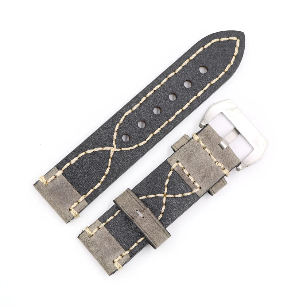 Rolamy 20 22 24 26mm Grey Thick Strap Watch Band For Tag CARRERA Omega Montblanc Panerai Daytona Submariner Tissot