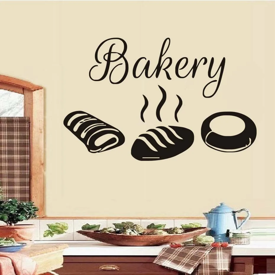 Bakery Kitchen Wall Stickers Decor,Hot Bread Decals Hollow Out Design Vinyl Waterproof Wall Decal Stickers