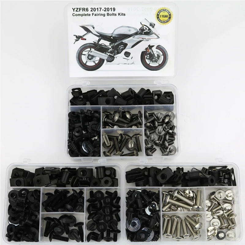 Motocicleta cobrindo parafusos kit, clipes completos de