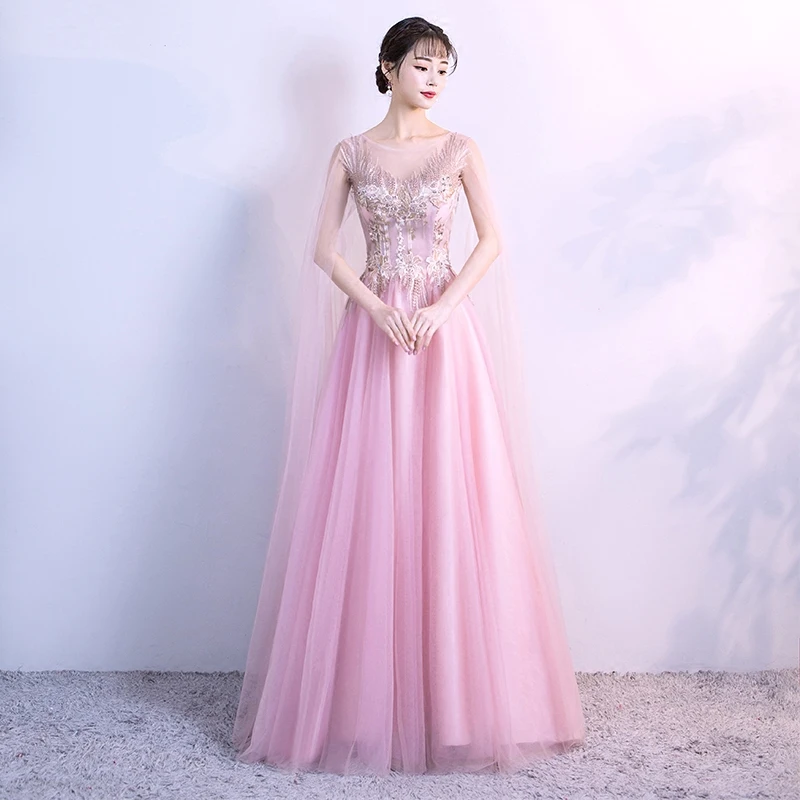 PINK Elegant Banquet Formal Dress Sexy Long Slim Women Prom Party Gowns ...