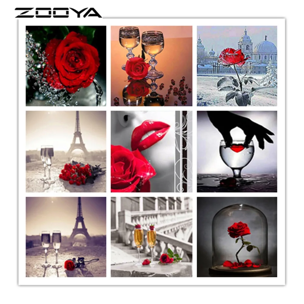 ZOOYA алмазная живопись полная круглая Алмазная вышивка розы цветы DIY наборы