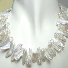 6-13 мм аномальной формы белый жемчуг ожерелье 17"