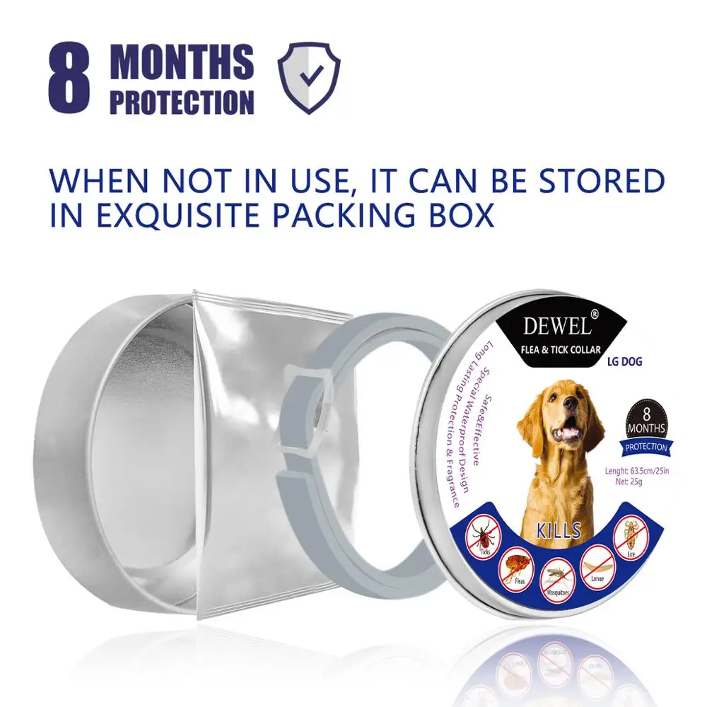 

Dewel Pet Dog Collar Anti Flea Ticks collar for Cat dog Mosquitoes Outdoor Protective Adjustable Repels Flea and ticks collar