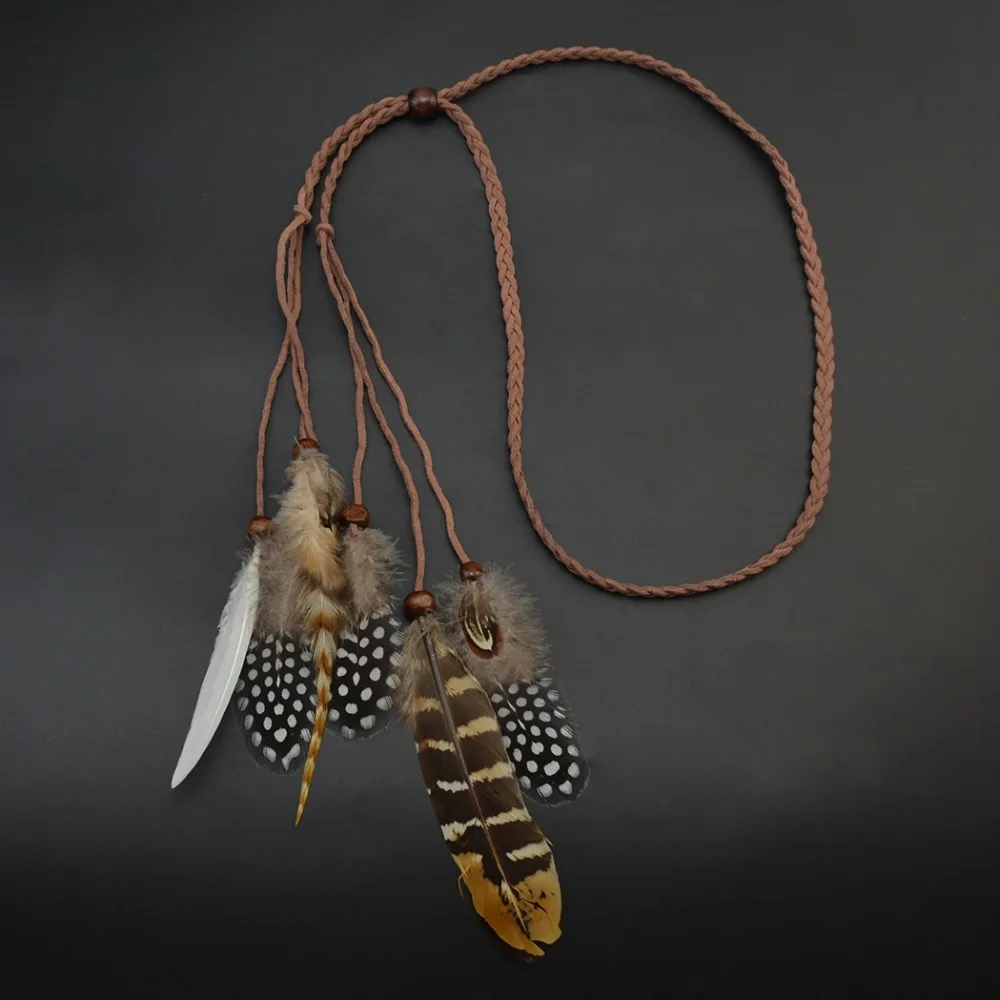 Boho Indian Feather Chain Headdress Tribal Hair Rope Hippie Party Headpieces Boho Indian Feather Chain Headdress Tribal Hair Rope Hippie Party Headpieces