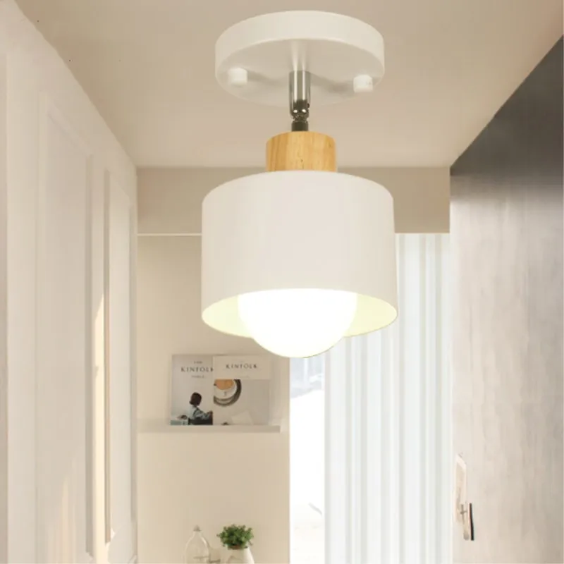 

Nordic Decor Ceiling Lights White Metal Corridor Light Kitchen Wood Ceiling Lamps Small Surface Mounted Lighting Fixtures