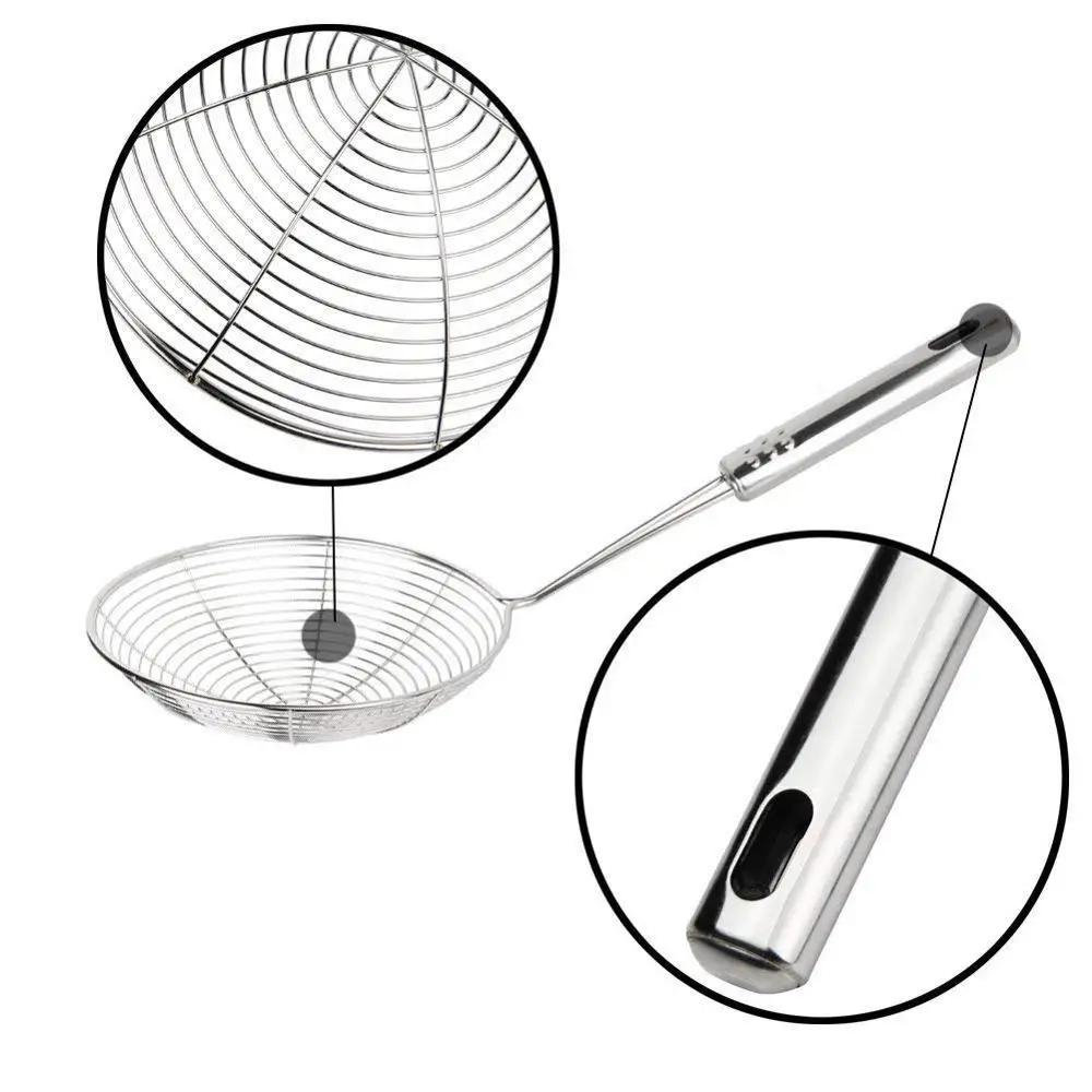 

Hot Kitchen Tools Gadgets Cookware 4.6inch Colander Mesh Ladle for Skimmer Vegetable Residue Oil Mesh Colander Strainer