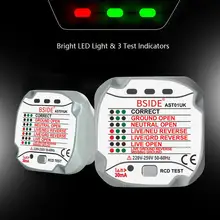 Разъем тестовый er BSIDE AST01 детектор напряжения в розетке RCD GFCI тест ЕС США Великобритания разъем AU заземление Zero линия вилка полярность фаза проверка