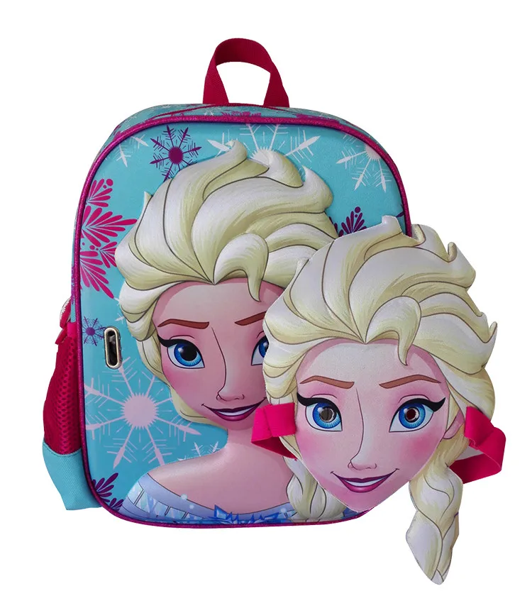 Милый 3D маска Снежная королева Эльза Принцесса рюкзак школьный детский рюкзак для детского сада, Дошкольные Рюкзаки Детские школьные рюкзаки для девочек