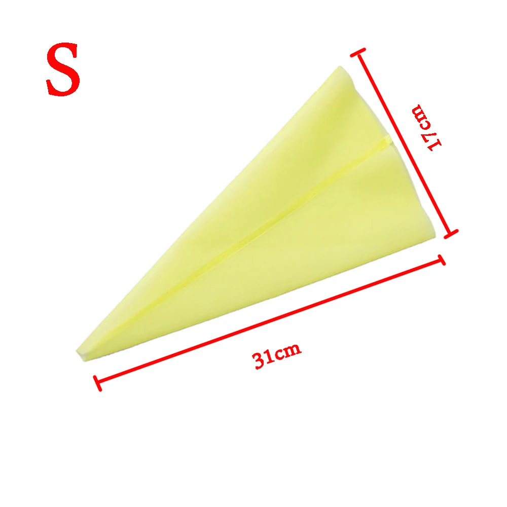 Желтый розовый голубой многоразовые силиконовые кондитерский мешок торт инструмент декоративный крем обледенение кондитерский мешок хлебобулочные десерт выпечки - Цвет: yellow size S