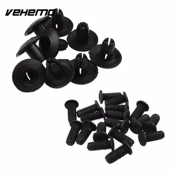 

Vehemo 100pcs 8mm Auto Car Hole Plastic Rivets Fastener Bumper Door Push Pin Trim Clips Black