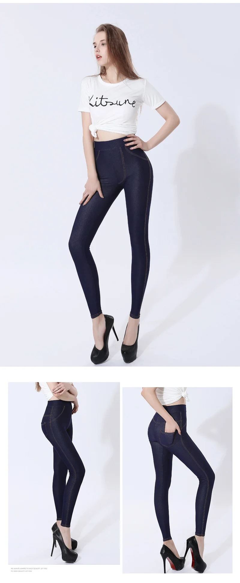 yoga pants for women BIVIGAOS Spring New Womens High Waist Faux Jeans Leggings Slim Skinny Jeggings High-Elastic Workout Legging Pants For Women fleece lined leggings