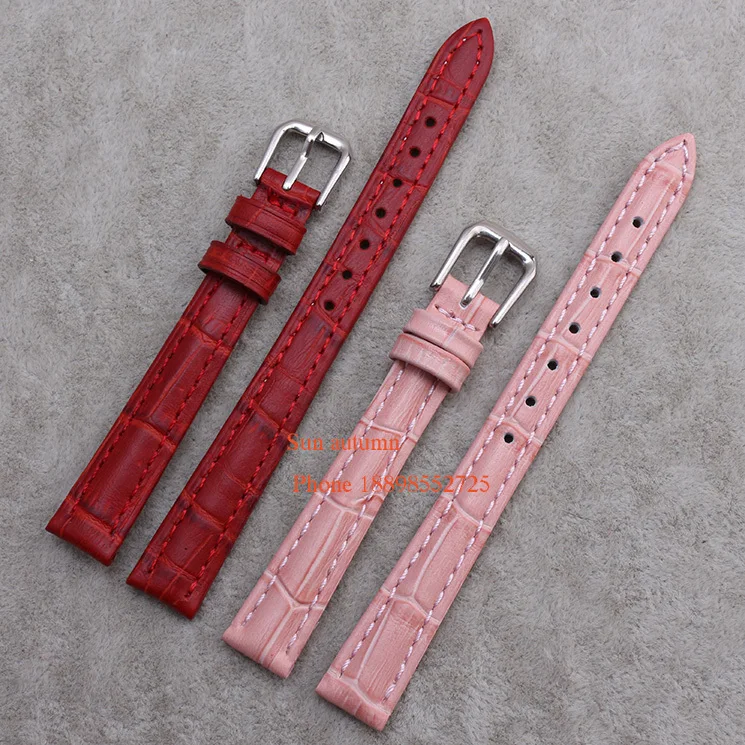 

Wholesale ! Straps for wrist watches12 14 16 18 20 -mm Watch Band Leather red pink Quartz watch accessories women children
