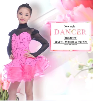 

2016 new style girls latin dance costumes senior spandex long sleeves latn dance dress for girls latin dance dresses S-3XL
