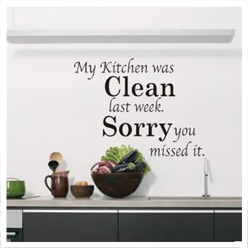 Practical My kitchen was clean fashion Wall Paper Decals Removable vintage kitchen Wall Sticker Home decoration black Practical My kitchen was clean fashion Wall Paper Decals Removable vintage kitchen Wall Sticker Home decoration black