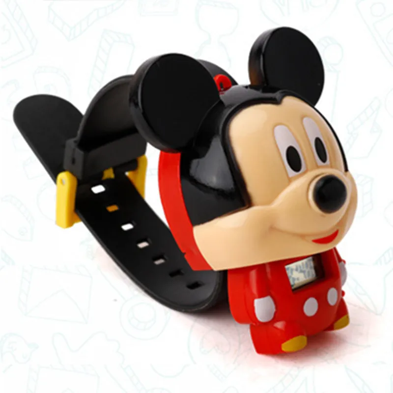Mickey Mouse Детские часы Relogio Infantil hello kitty детские Мультяшные часы модные детские часы для девочек и мальчиков милые резиновые кожаные электронные часы подарки - Цвет: Mickey Mouse