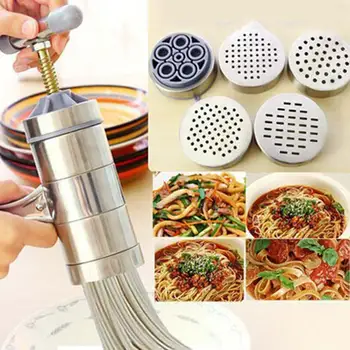 

Household Stainless Steel Manual Pasta Machine Hand Pressure Noodle Machine Noodle Maker With 5 Models Gadget JY