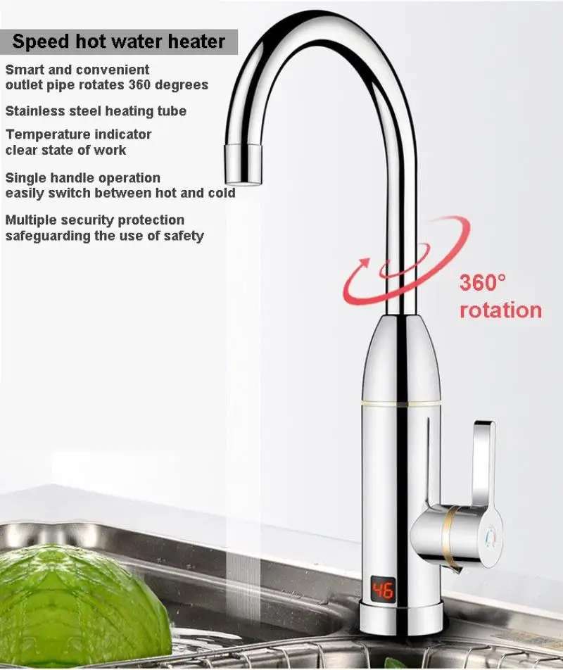 LED display Electric kitchen instant heating faucet heater hot cold dual-use Tankless water quickly heating tap shower with LED display Electric kitchen instant heating faucet heater hot cold dual-use Tankless water quickly heating tap shower with