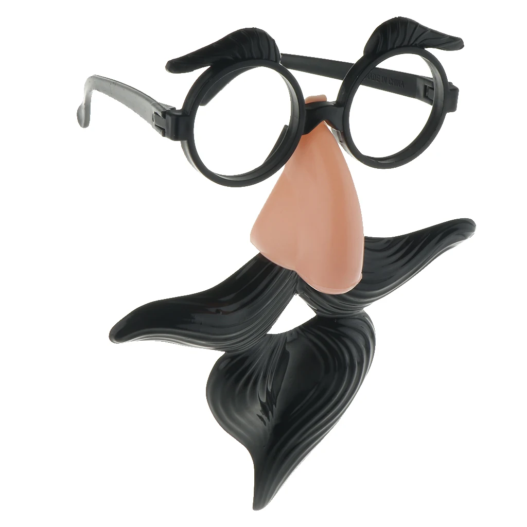 Novelty Funny Black Eyebrows Mustache Big Nose Glasses Halloween Masquerade Costume Party Eyeglasses Props for Men Women