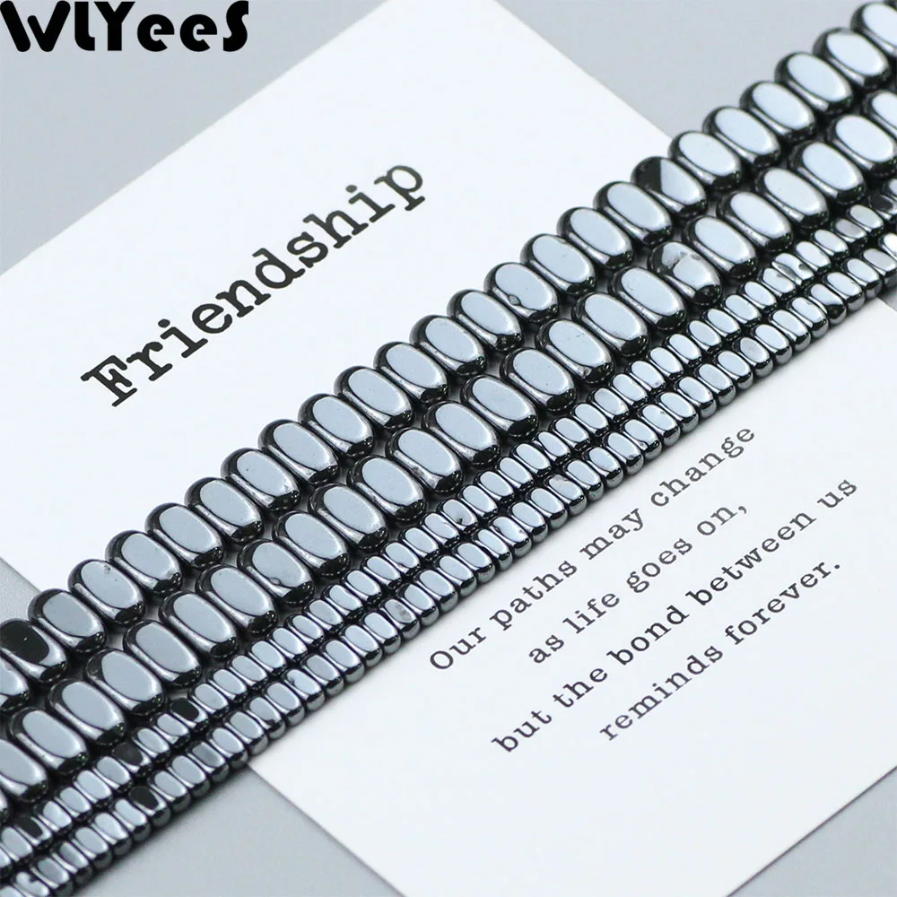 

WLYeeS Geometry Beads Rectangle Hematite beads Natural Stone Cuboid Spacer Loose Beads for Jewelry Bracelet Necklace Making DIY