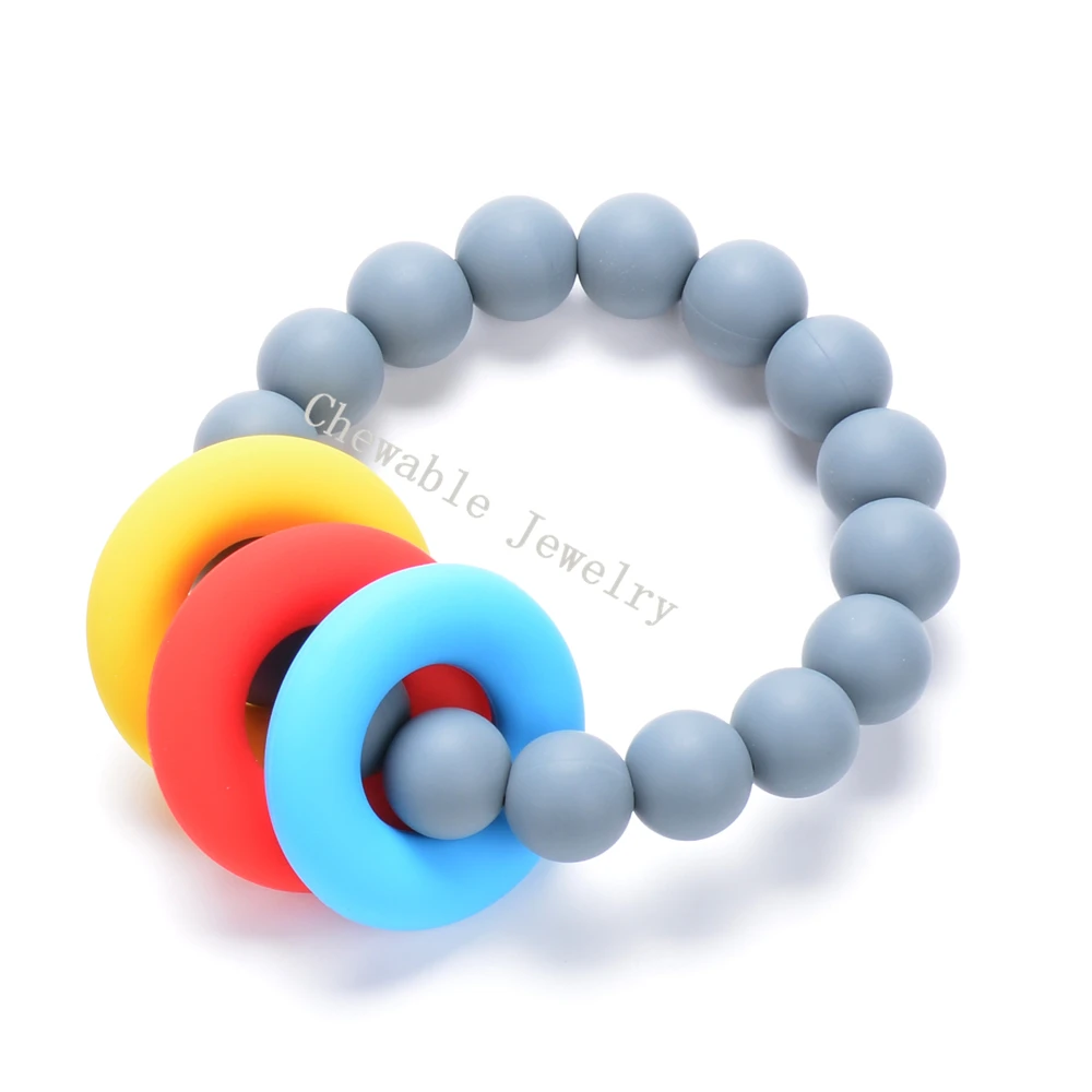 

HOT Cute Multicolor Silicone Bracelet Bangles DIY Love Silicone Chew Beads BPA Free Teethers For Baby Food Grade Silicone Beads