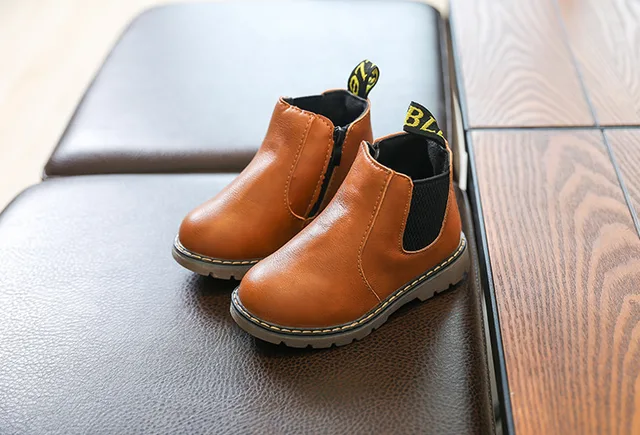 2019 New Autumn Children Shoes PU Leather Waterproof Leather Boots Warm Kids Snow Boots Girls Boys Rubber Boots Fashion Sneakers 21 20