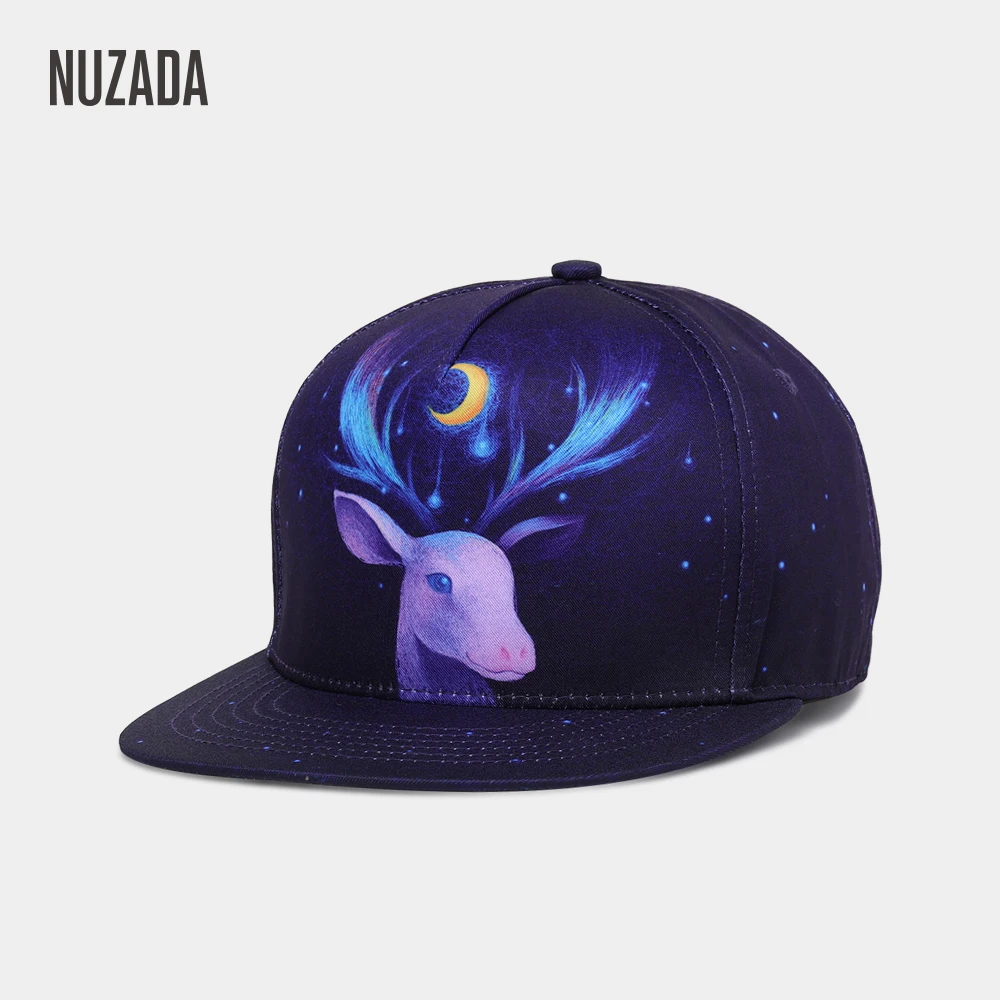 

NUZADA HD 3D Printing Northern Europe Elk Pattern Hip Hop Cap For Men Women Couple Bone Spring Summer Cotton Fashion Caps