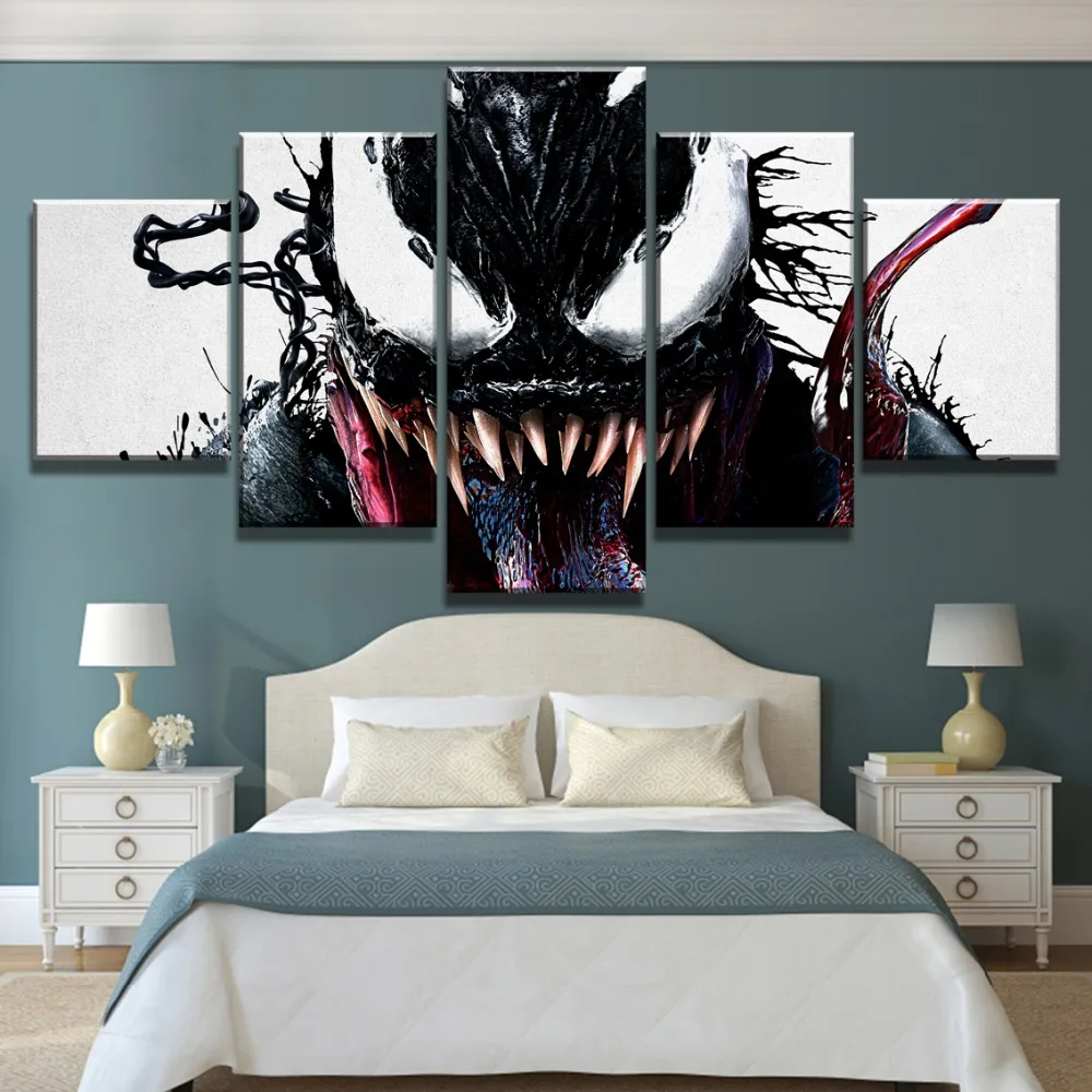 

5 Piece HD Print Large Venom Marvel Comics Poster Painting Canvas Wall Art Picture Home Decoration Living Room Canvas Painting