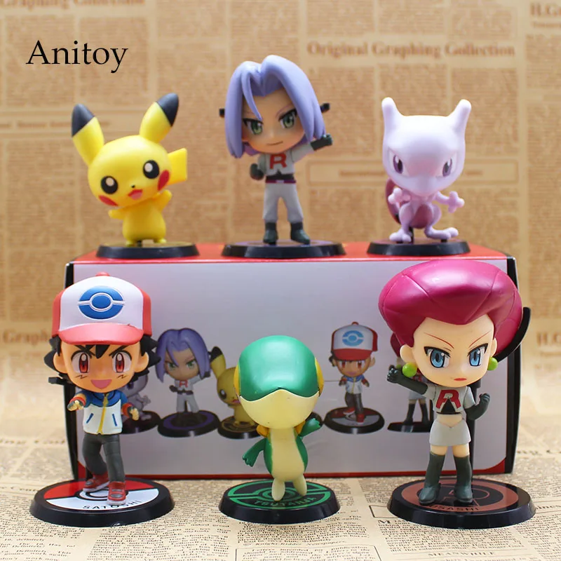 

6pcs/set Monsters Go Ash Ketchum Pikachu Squirtle 3 Styles PVC Action Figures Collectible Model Toys 6-10cm KT3615