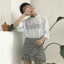 Подгонянная летняя новая Женская Плюс Размер темпераментная клетчатая юбка с высокой талией Асимметричная юбка с оборками приталенная юбка