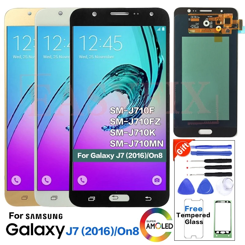 

AMOLED For Samsung J7 2016 J710 SM-J710F Display lcd Screen replacement for Samsung On8 J710FZ J710K J710MN Display LCD module