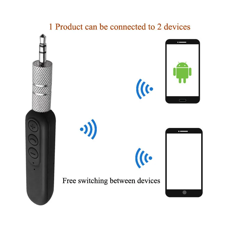 Jajabor Bluetooth автомобильный комплект Aux громкой связи беспроводной Bluetooth музыкальный приемник 3,5 мм стерео с разъемом музыкальный приемник адаптер