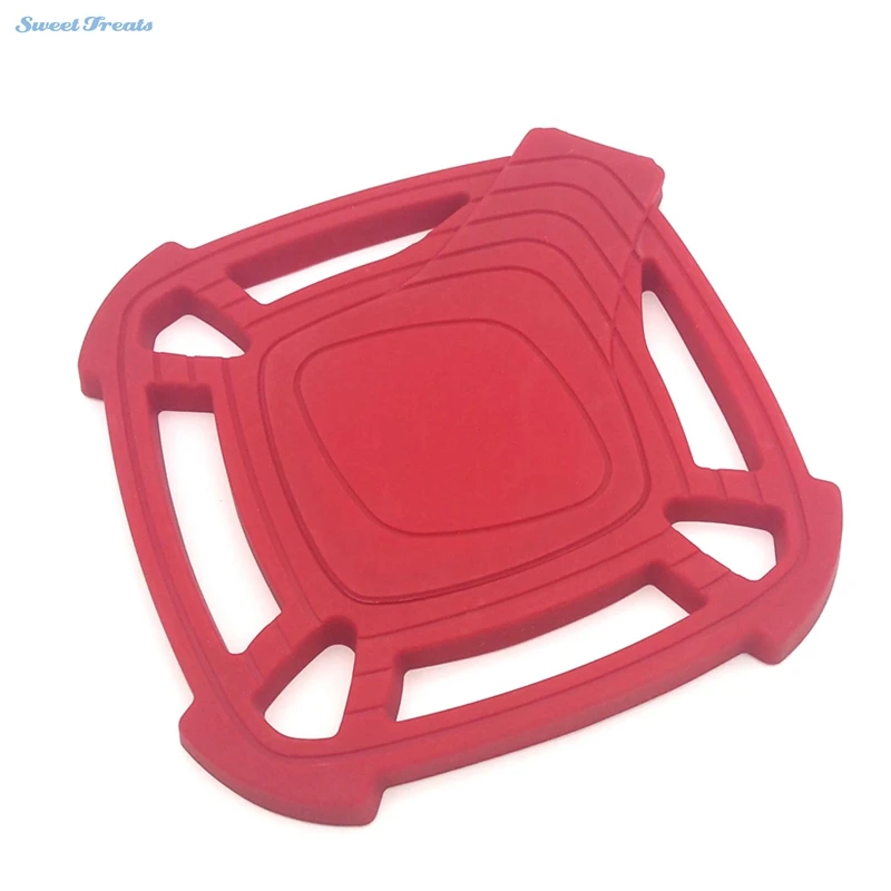 Sweettreats 15cm Square Silicone Trivet Red Hot Pad with Built in Spoon