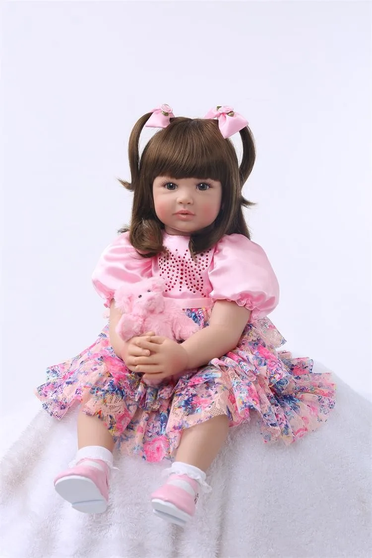 

girl Long hair Silicone Reborn Baby Doll Toys 55cm Princess Toddler Dolls Girls Brinquedos High Quality Limited Collection Dolls