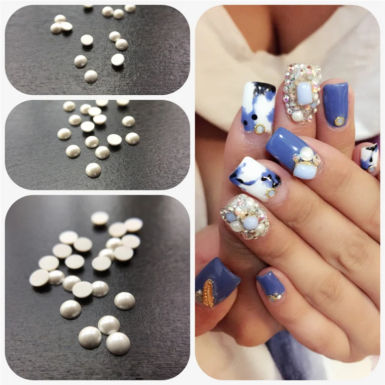 Albui Page 92 Nail Art Nz New York 1000pcs 3d Imported Korean Fashion Pure Ceramic White Nail Art Tips Pearl Gem Glitter Manicure Diy