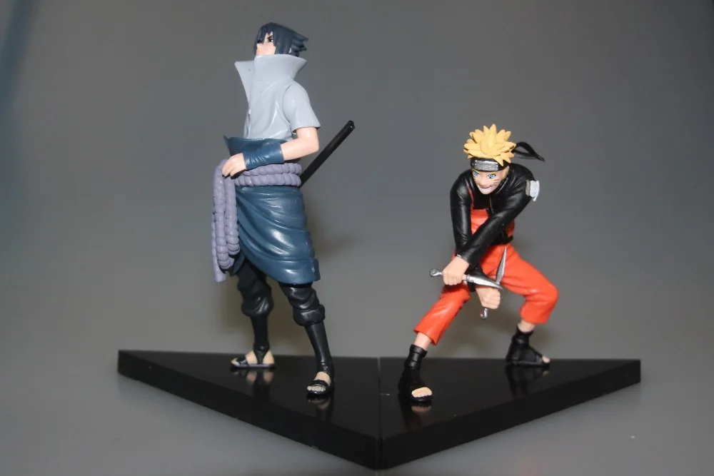 

2pcs/set Naruto Uchiha Sasuke + Uzumaki Naruto PVC Action Figure Model Toy 14cm OPP bag TT024