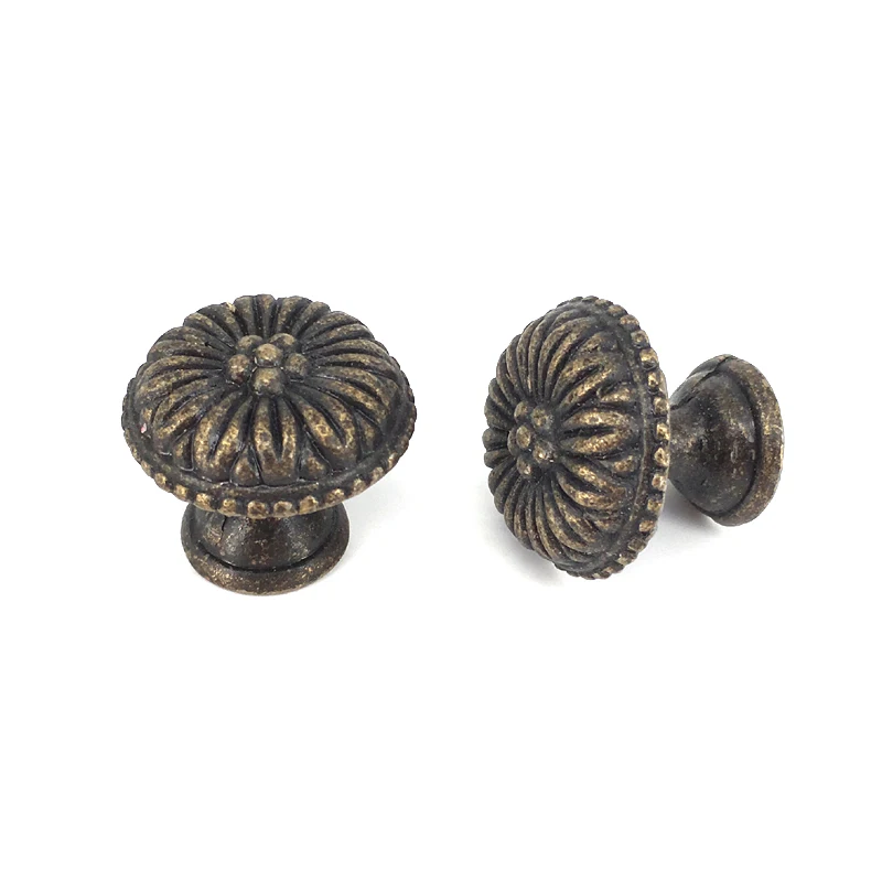 27mm antique Flower drawer knobs Bronze kichen pull knob